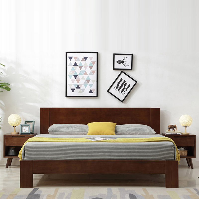 Contemporary Scandinavian Square Tabletop Rubberwood Nightstand 1-Drawer For Bedroom