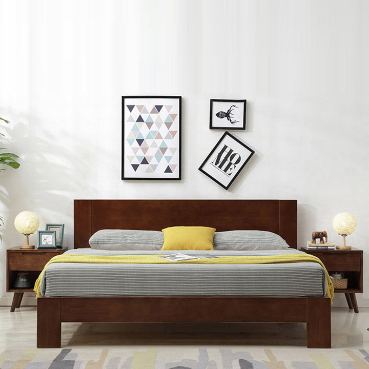 Contemporary Scandinavian Square Tabletop Rubberwood Nightstand 1-Drawer For Bedroom