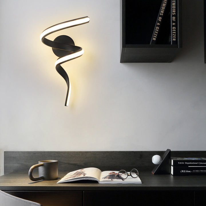 Zeitgenössische kreative Spirale Eisen Aluminium Silikon LED Wandleuchte Lampe für Wohnzimmer 