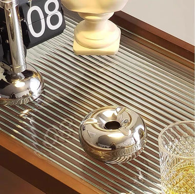 Table d'appoint carrée minimaliste moderne en acier inoxydable, verre et bois avec roulettes triple pour salon 