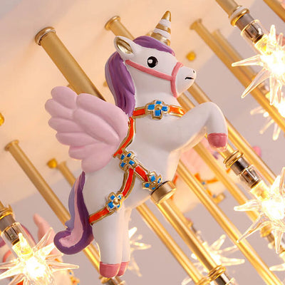 Modern Children's Pegasus Hardware Resin Glass 13-Light Flush Mount Ceiling Light