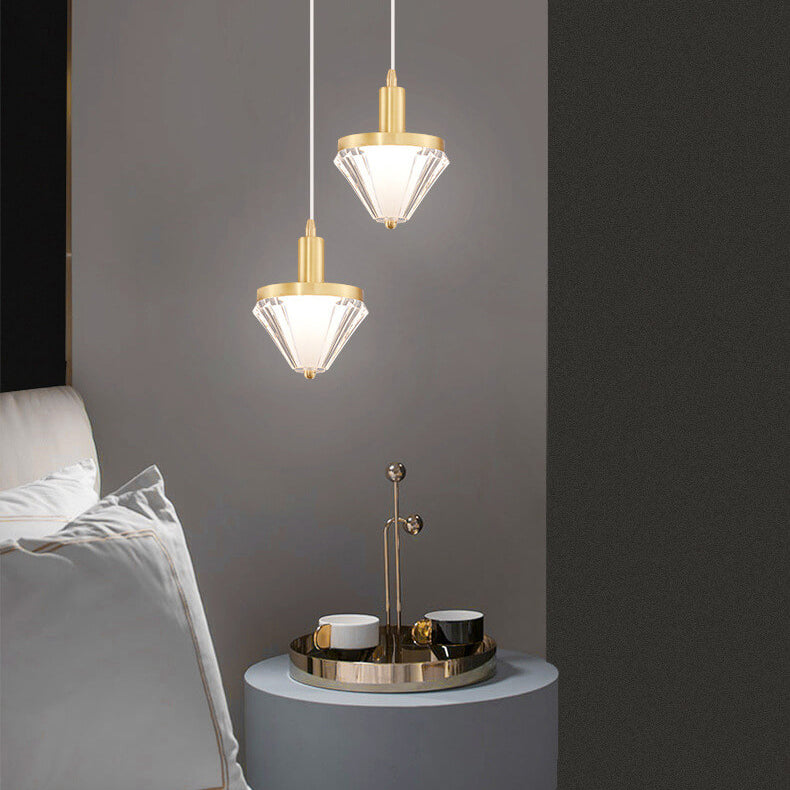 Moderne Luxus Hängeleuchte aus Vollkupfer Glas Zylinder Sphärische Diamant LED 