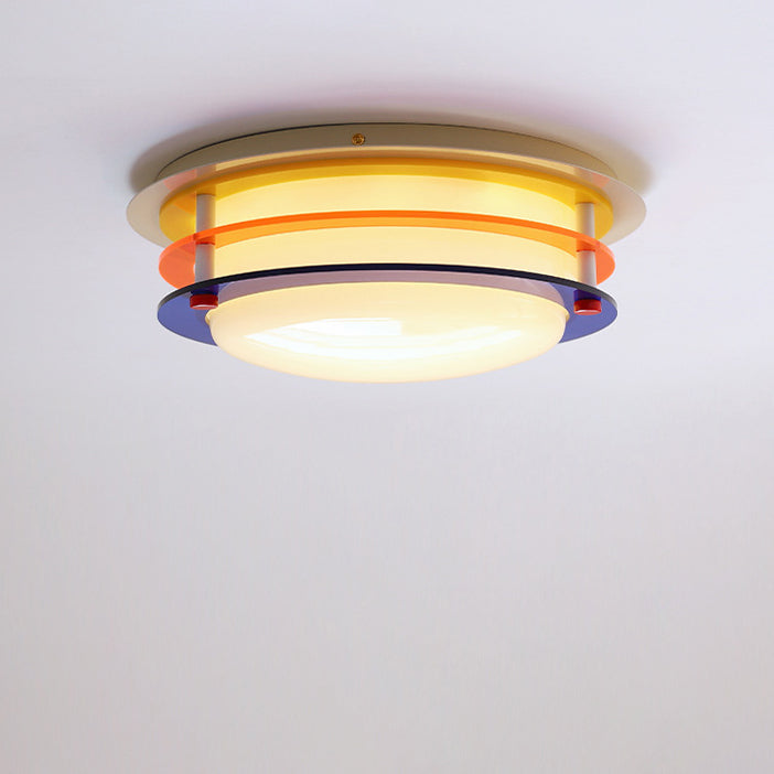 Plafonnier LED moderne minimaliste coloré en fer et acrylique avec disque de raccordement pour chambre 