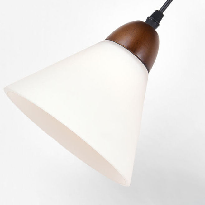 Modern Minimalist Frosted Cone Rubberwood Iron Glass Log Wood 1-Light Wall Sconce Lamp for Living Room