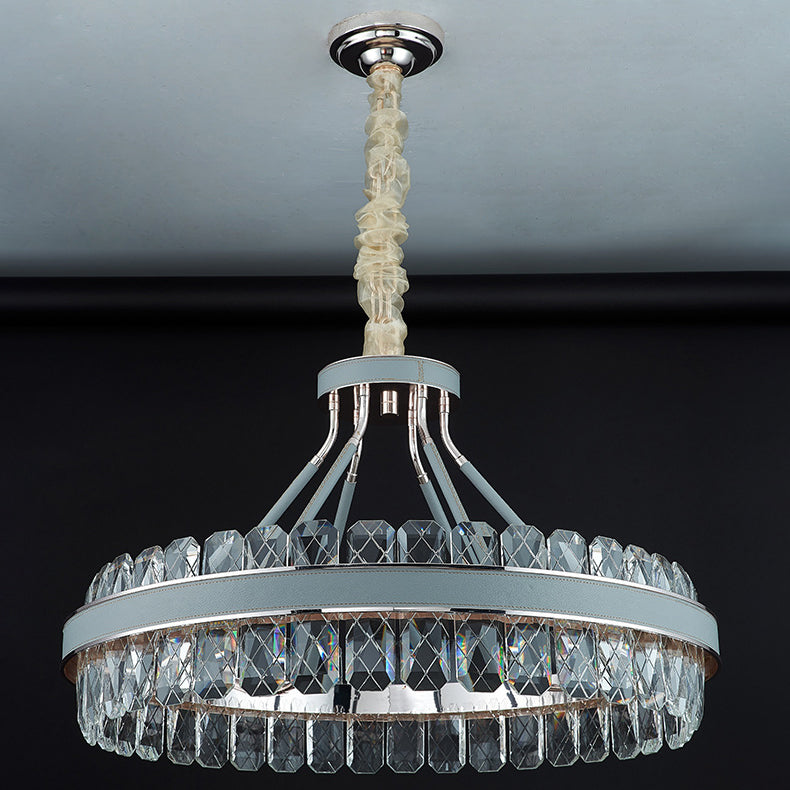 Modern Luxury Crystal Round Iron Crystal LED Chandelier For Bedroom