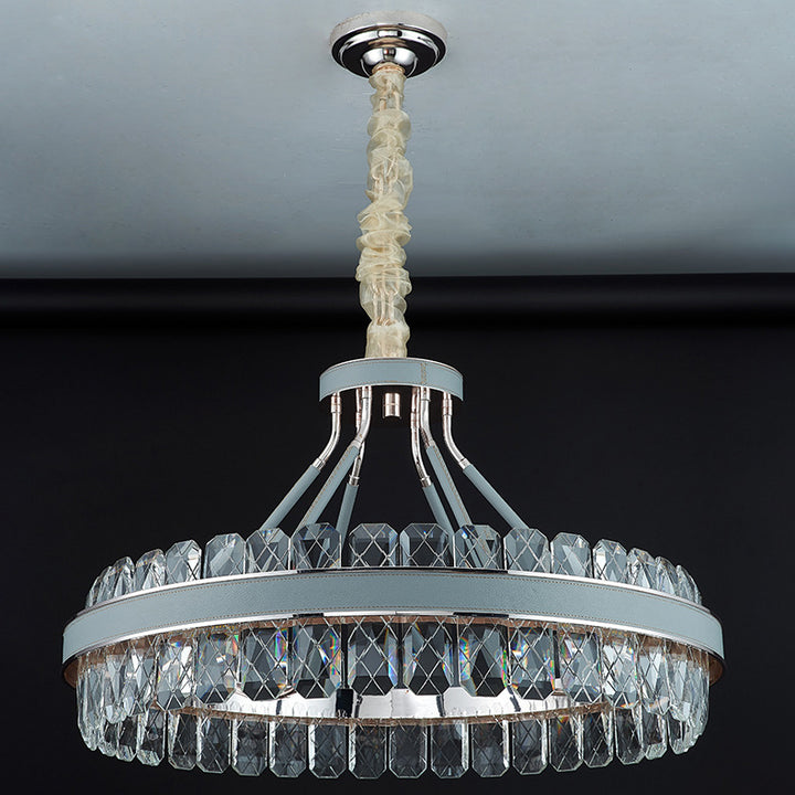 Modern Luxury Crystal Round Iron Crystal LED Chandelier For Bedroom