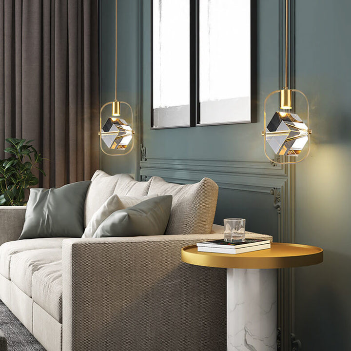 Candelabro Moderno Simple de Hierro y Cobre Cuadrado Círculo Largo de 2 Luces 