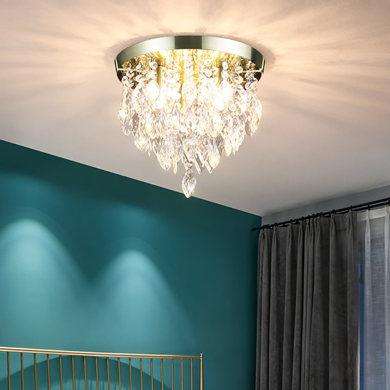 Lustre de plafond semi-encastré à 1 lumière avec carillon éolien en cristal et métal contemporain de luxe pour salon 