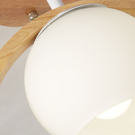 Modern Japanese Minimalist Log Bird Round 1-Light Semi-Flush Mount Ceiling Light