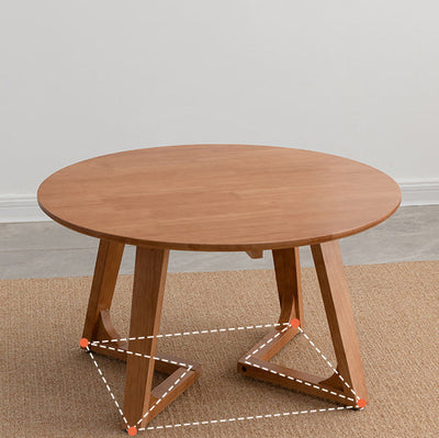 Table basse contemporaine en bois rond avec pieds en V pour salon 