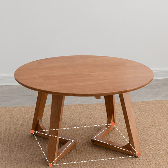 Table basse contemporaine en bois rond avec pieds en V pour salon 