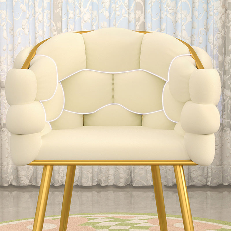 Contemporary Scandinavian Curved Velvet Tapered Legs Vanity Stool Tufted Backrest Armrest For Bedroom