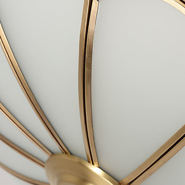 Zeitgenössische Luxus Blume Kupfer Glas 3/4/6 Licht Unterputz Deckenleuchte für Wohnzimmer 