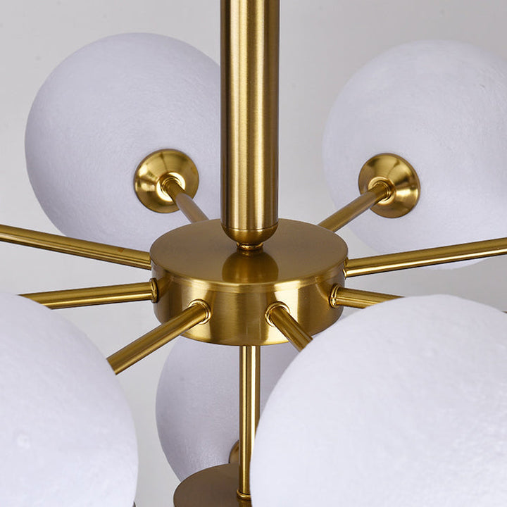 Lámpara de araña contemporánea creativa de luna orbe de hierro PLA 5/13 luces para sala de estar 