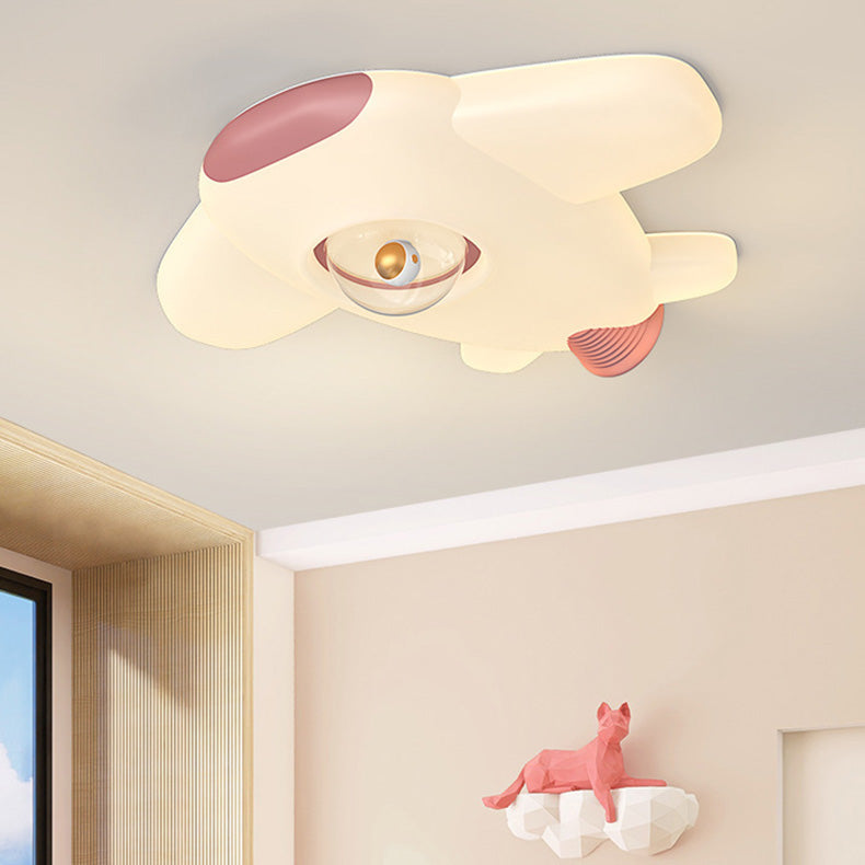 تصميم طائرة كرتونية من الحديد المعاصر LED للأطفال مصباح سقف مثبت لغرفة النوم 