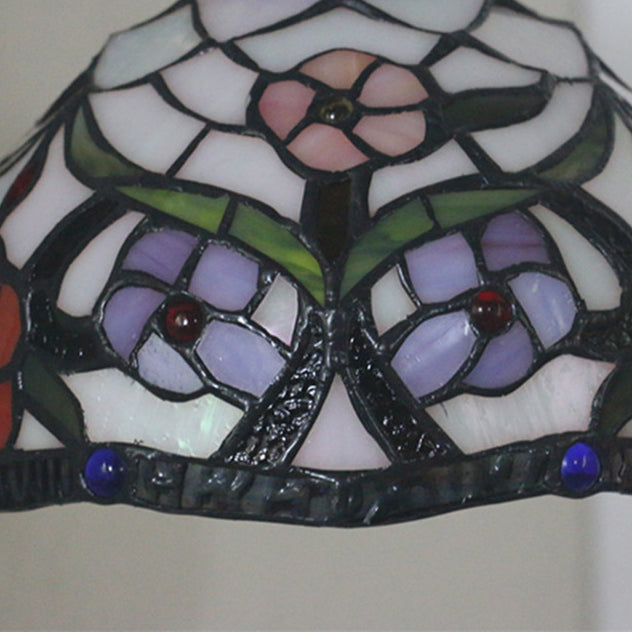 Applique murale en vitrail à un seul éclairage avec matériel en demi-cercle traditionnel Tiffany pour chambre à coucher 