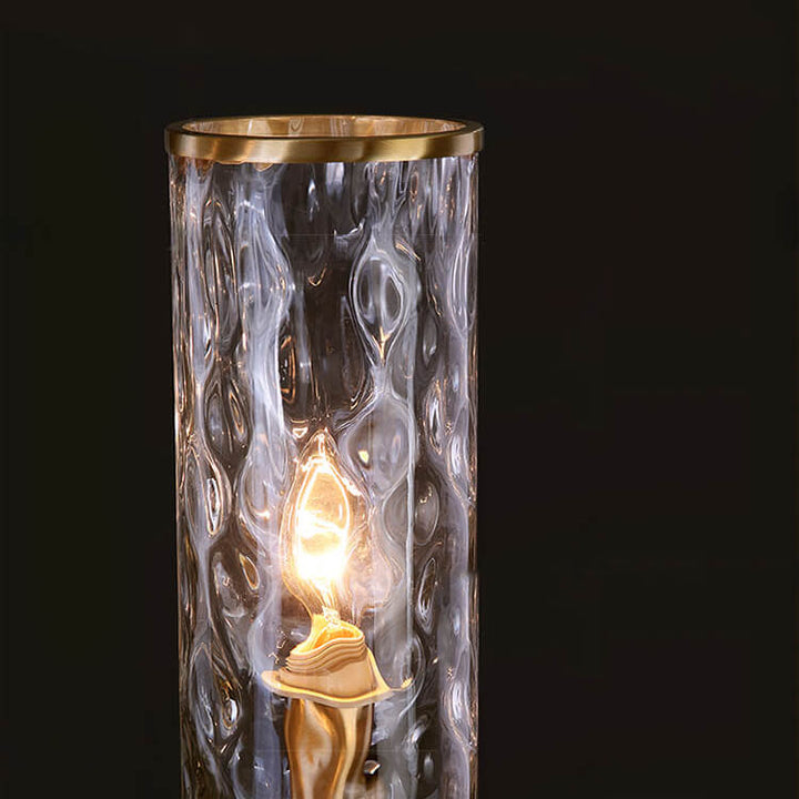 Modern Luxury Textured Glass Column Brass 1-Light Wall Sconce Lamp for Living Room