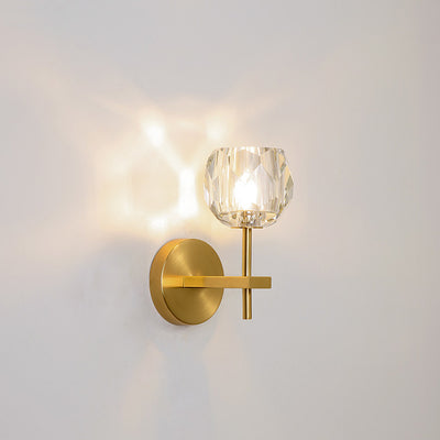 Moderne Mid-Century Kristall Ball Eisen gerade Pole 1-Licht Wandleuchte Lampe für Wohnzimmer 