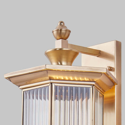 Contemporary Industrial Brass Finish Frame Glass Shade 1/3-Light Wall Sconce Lamp For Outdoor Patio