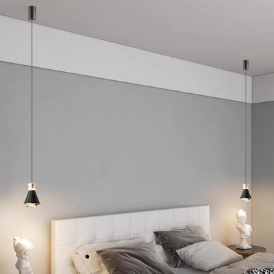Zeitgenössische nordische konische Aluminium-Acryl-LED-Pendelleuchte für Wohnzimmer 