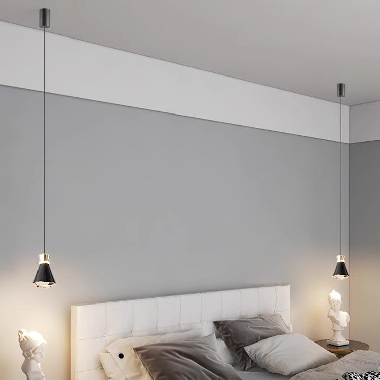 Zeitgenössische nordische konische Aluminium-Acryl-LED-Pendelleuchte für Wohnzimmer 