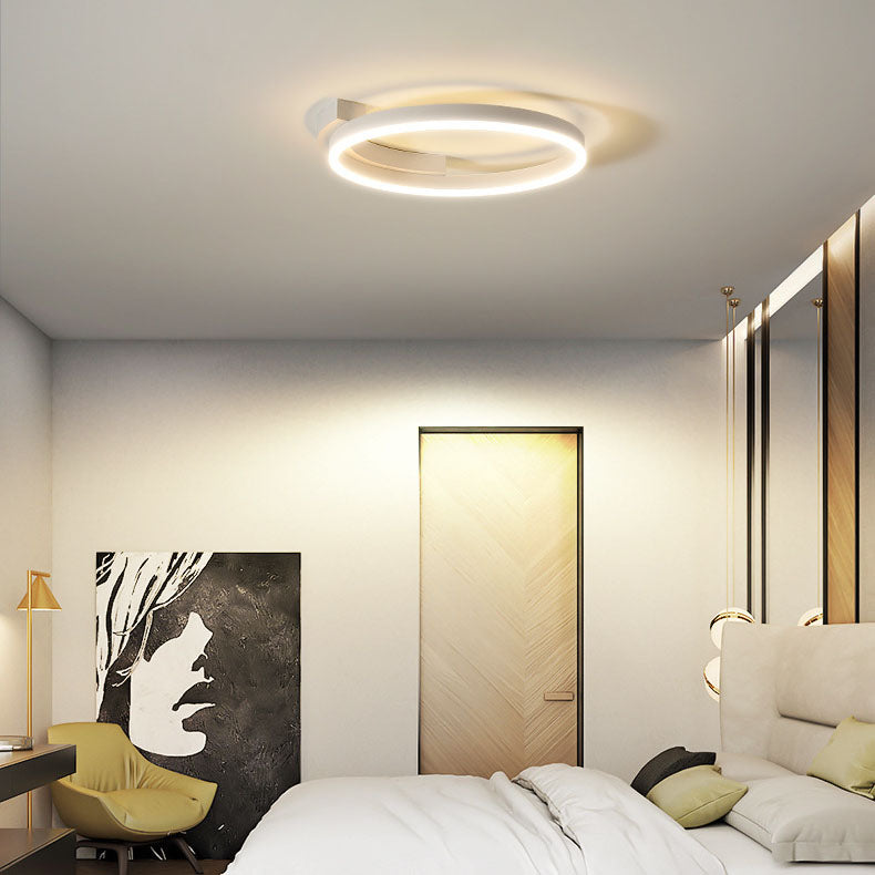 Modern Minimalist Acrylic Shade Aluminum Iron Circle Ring LED Flush Mount Ceiling Light For Living Room