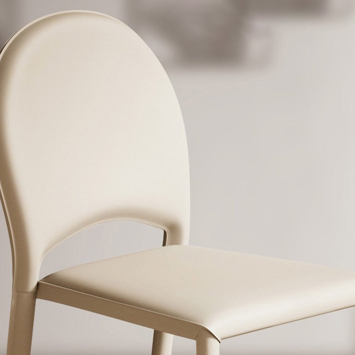 Modern Minimalist Saddle-Style Faux Leather Carbon Steel Sponge Square Elliptical Dining Chair Backrest For Dining Room