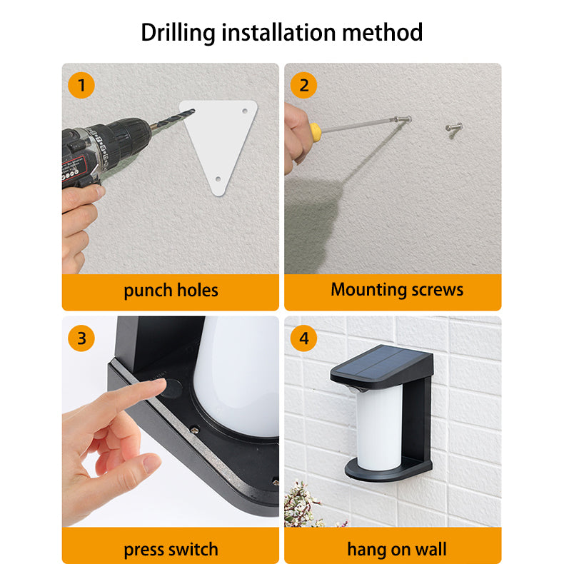 Applique Murale Extérieure LED Cylindre Solaire Étanche Minimaliste Moderne PC ABS Pour Jardin 