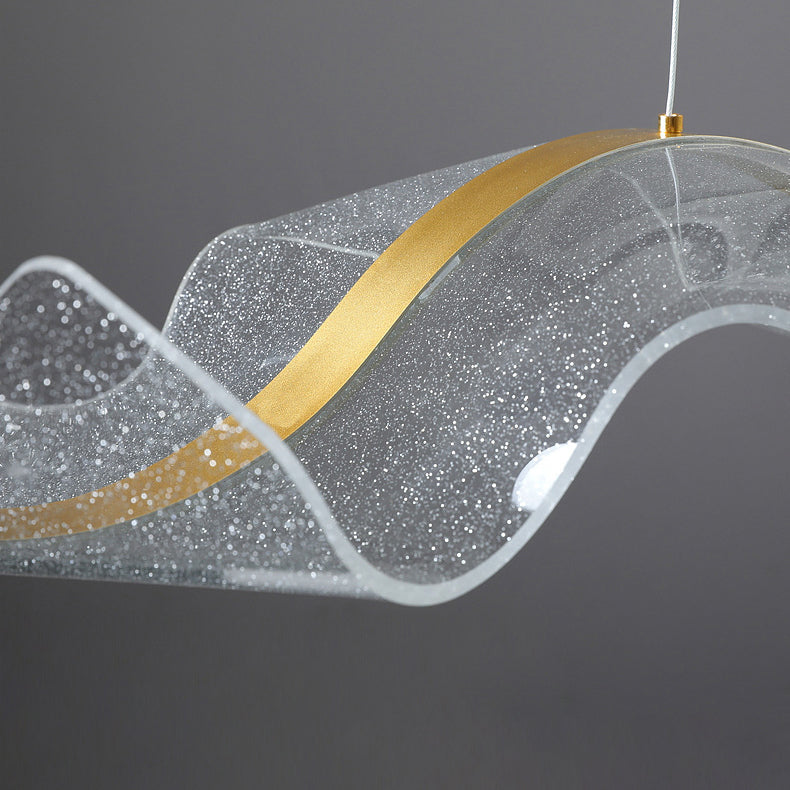 Zeitgenössische kreative Rechteck Welle Band Hardware Acryl LED Insel Licht Kronleuchter für Esszimmer 