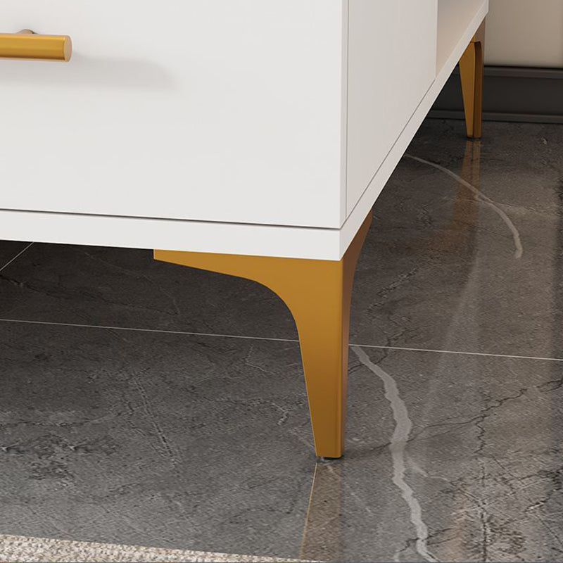 Rechteckiger Beistelltisch im zeitgenössisch-schlichten Design mit Glasplatte, 2-stufigem MDF-Schrank für das Wohnzimmer 