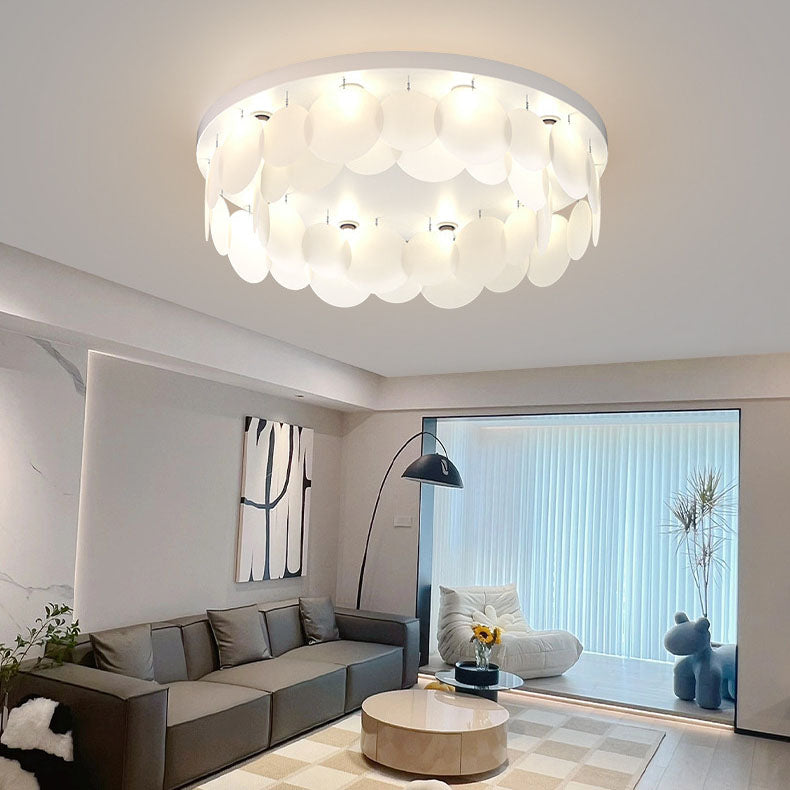 Modern Art Deco Iron PVC Round Piece 6/10 Light Flush Mount Ceiling Light For Bedroom