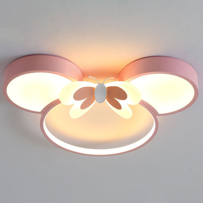 Modern Creative Minimalist Wrought Iron Cartoon Mouse LED Flush Mount Ceiling Light