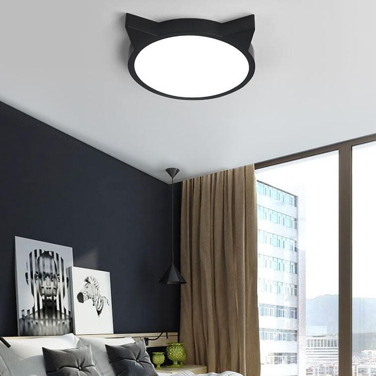 Nordic Macaron Cat Design LED Kids Flush Mount Ceiling Light