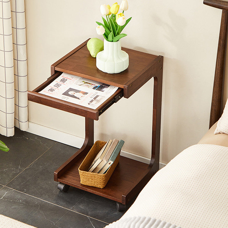 Modern Minimalist Rectangular MDF Nan Bamboo Side Table 2-Tier For Living Room