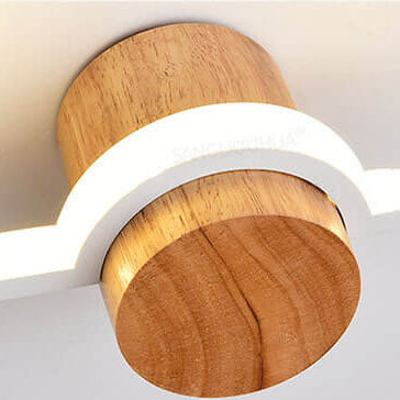 Japanese Modern Long Strip Aluminum Rubber Wood Acrylic LED Wall Sconce Lamp