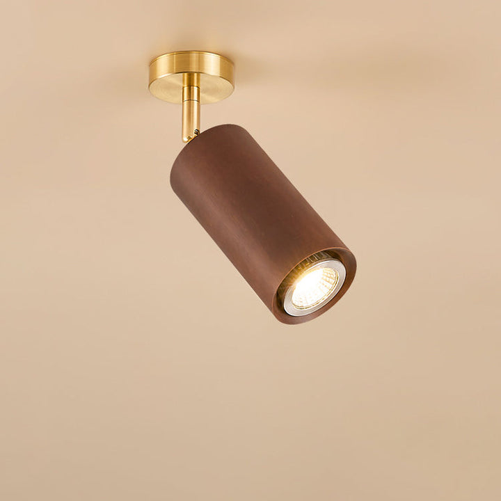 Plafonnier semi-encastré LED en bois de fer cylindrique chinois traditionnel pour salon 