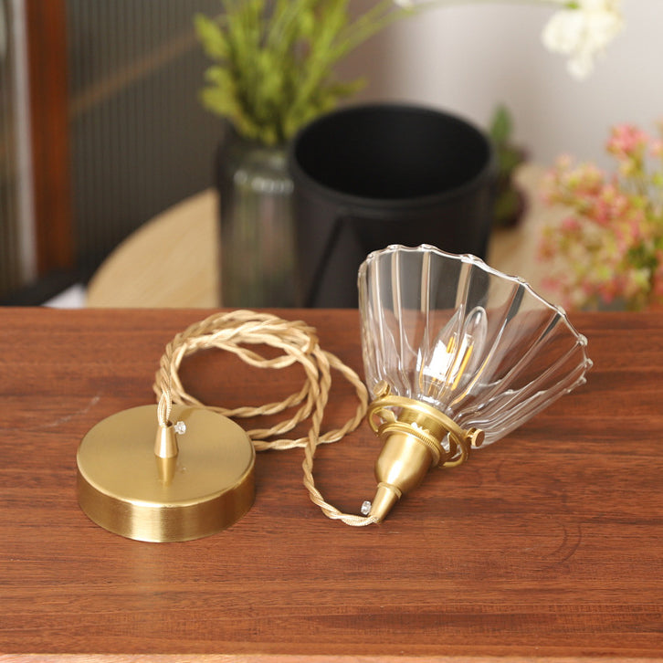 Dôme japonais traditionnel en fer cuivre et verre à 1 lumière pour salon 