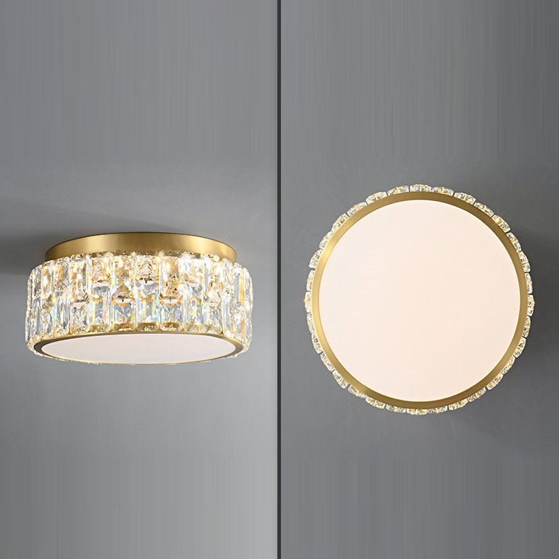 Contemporáneo Escandinavo Cilíndrico de Cobre Cristal 4/6 Luces de Montaje al Ras para Techo en Dormitorio 