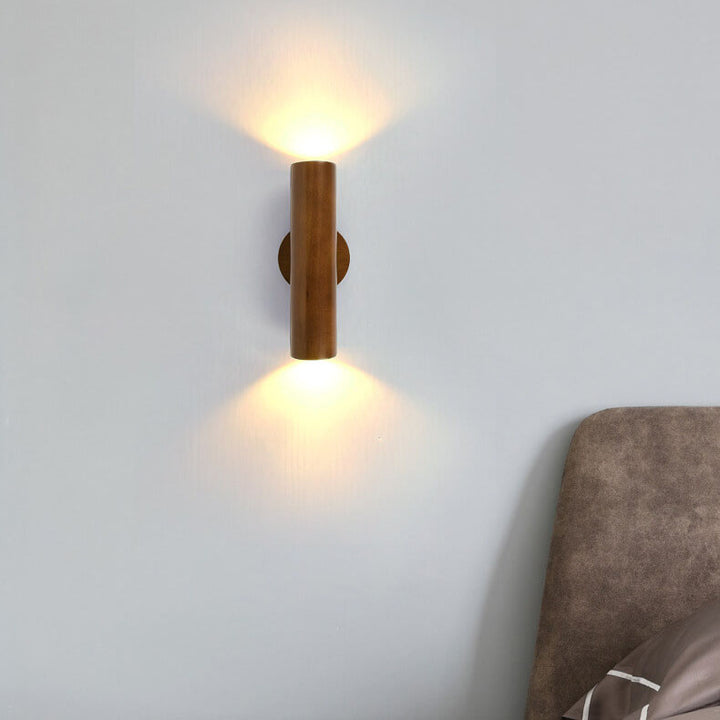 Moderna lámpara de pared LED de madera maciza cálida simple de doble cabezal 