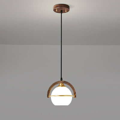 Modern Creative Personality Solid Wood Spherical 1-Light Pendant Light