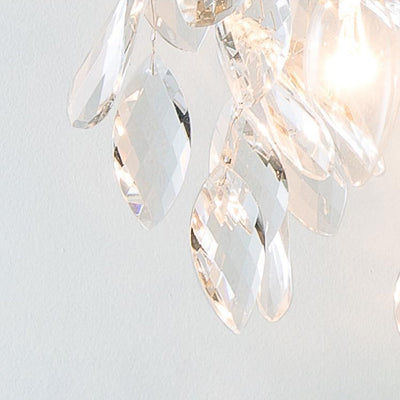 Traditionelle französische Blatt Eisen Kupfer Kristall 2-Licht Wandleuchte Lampe für Wohnzimmer 