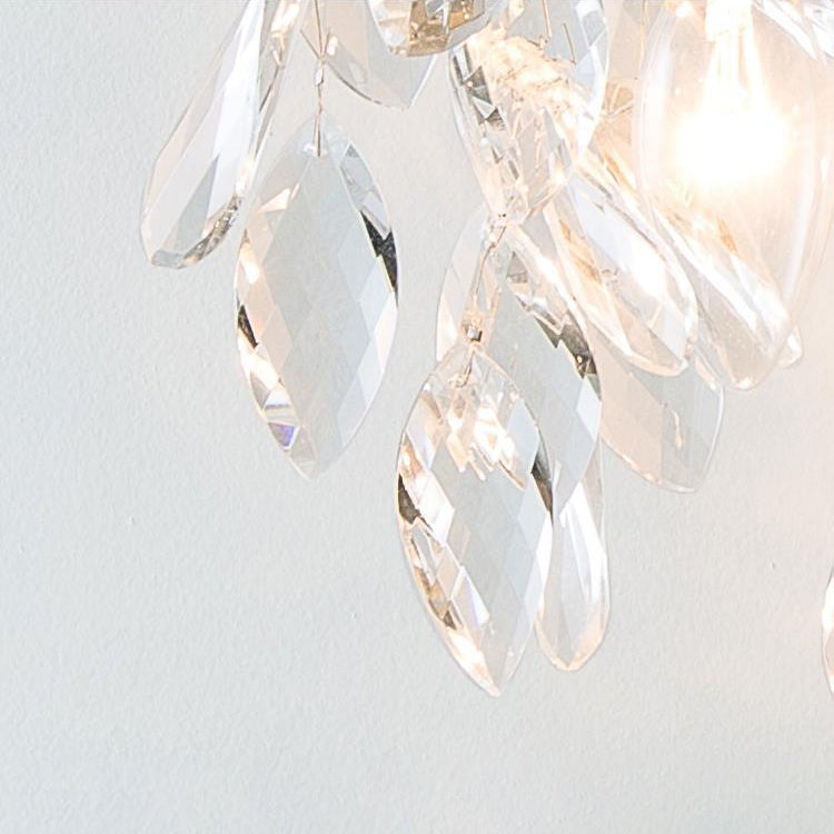 Traditionelle französische Blatt Eisen Kupfer Kristall 2-Licht Wandleuchte Lampe für Wohnzimmer 