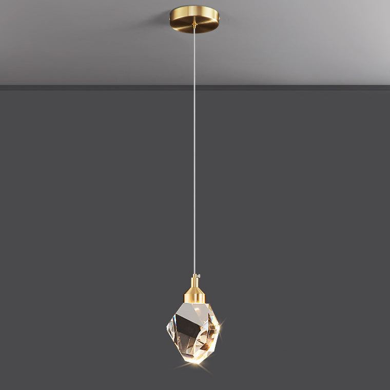 Moderne Luxus funkelnde Kristall Stein Eisen 1-Licht Pendelleuchte für Wohnzimmer
