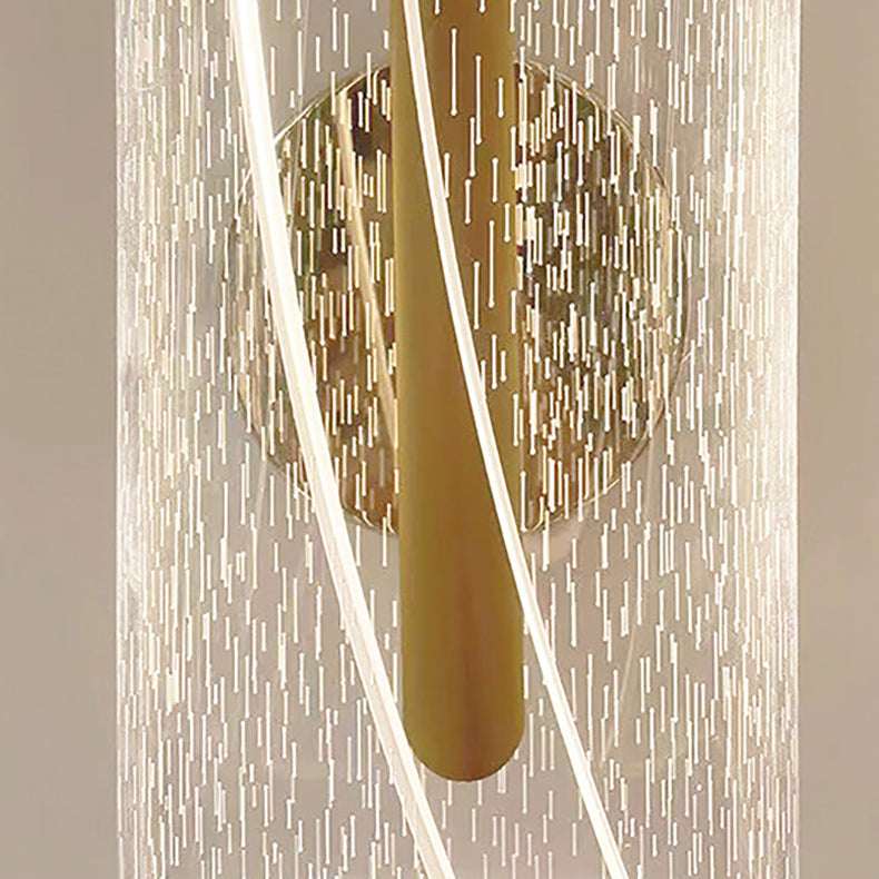 Moderno lujo hierro acrílico cilindro línea de corte LED para mesita de noche 