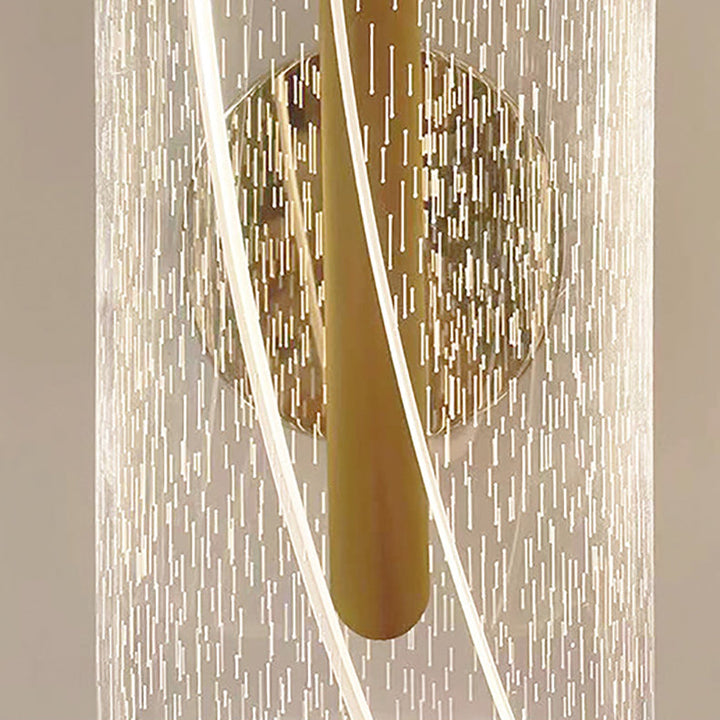 Moderno lujo hierro acrílico cilindro línea de corte LED para mesita de noche 