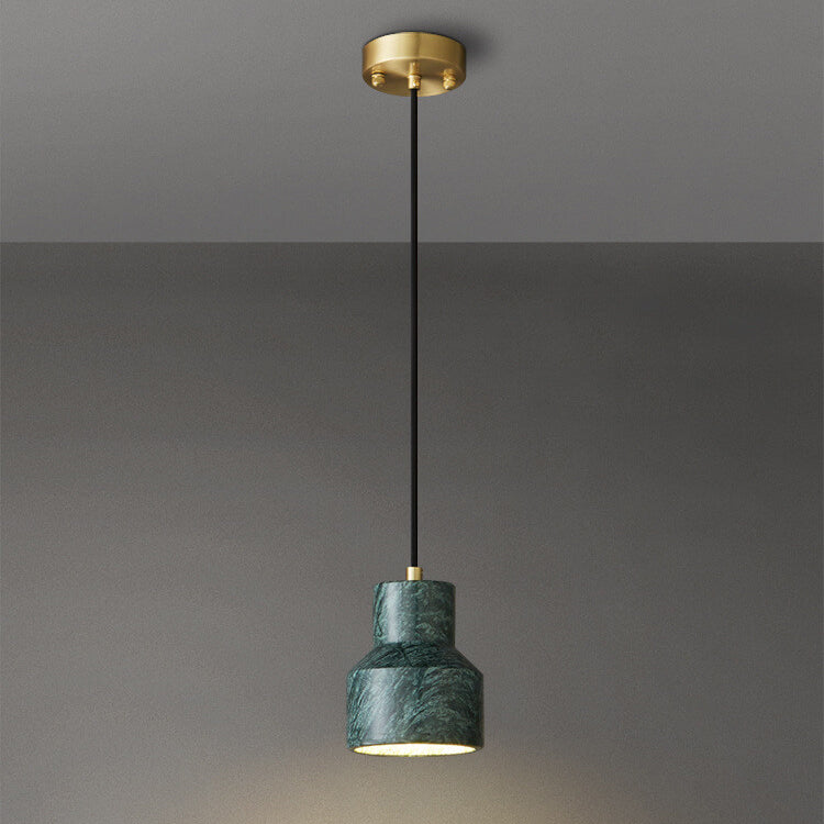 Modern Minimalist Marble Copper Cone Geometry 1-Light Pendant Light For Living Room &amp; Bedroom