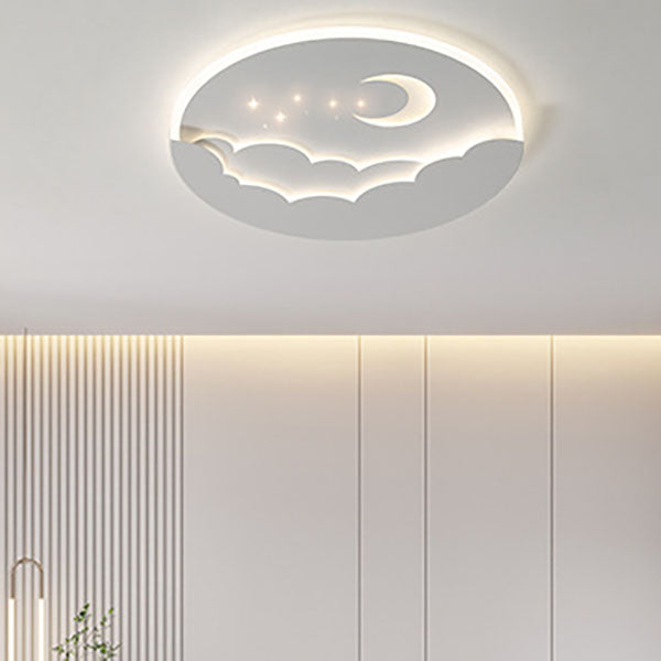Moderne Einfachheit Runde Mond Eisen Aluminium Acryl LED Deckenleuchte für Schlafzimmer 
