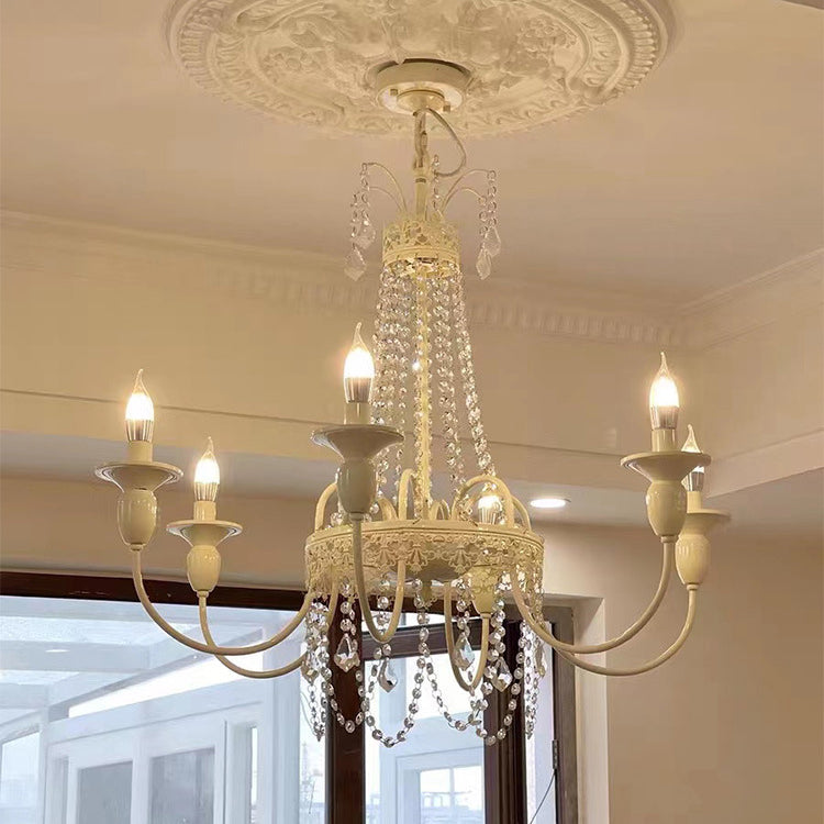 Modern Shabby Chic Candelabra Iron Crystal 4/5/6/8 Light Chandelier For Living Room