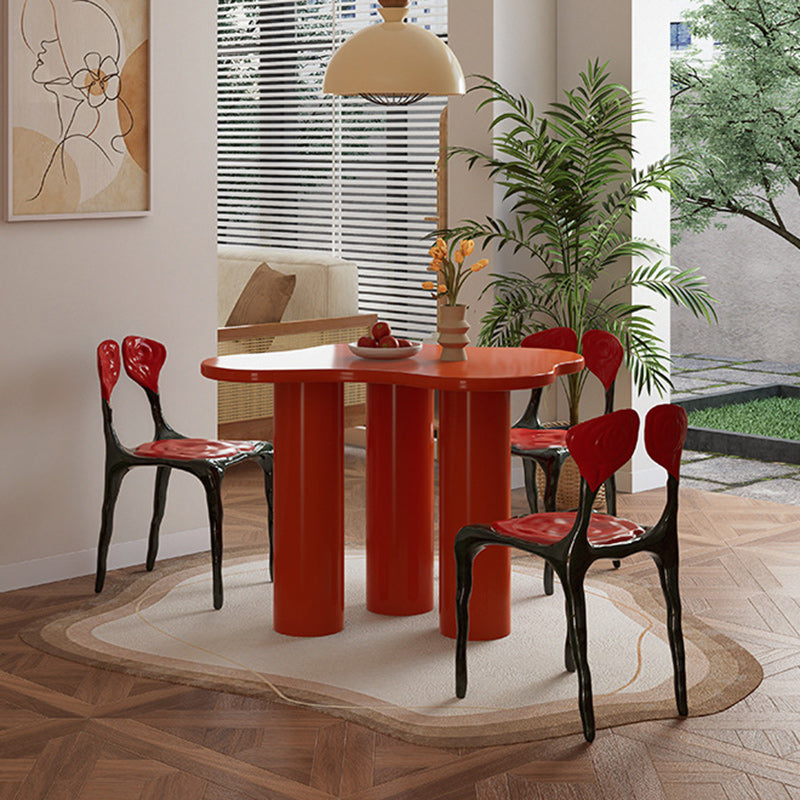Moderner Art Deco Rose Square FRP Composite Esszimmerstuhl Rückenlehne ohne Armlehnen für Esszimmer 