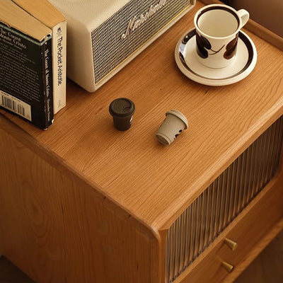 Table de nuit rectangulaire japonaise traditionnelle en bois avec 3 tiroirs pour chambre à coucher 